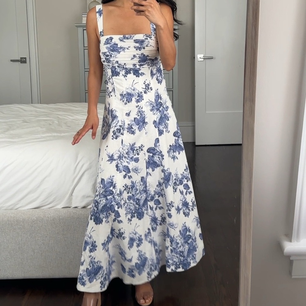 Abercrombie A&F Emerson Blue and White Fit and Flare Dress L